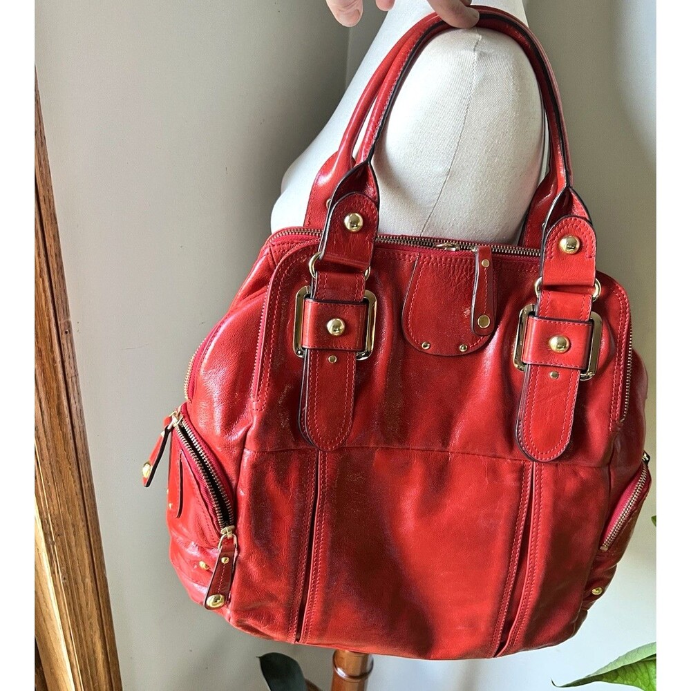 Hype Y2K Red Patent Leather Hobo Shoulder Purse Hand Bag Multiple Pockets Large - Picture 7 of 12